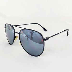 Classic Black Metal Aviator Shades Black Polarized Lens Sunglasses ES1021